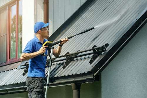 Roof Washing In Progress